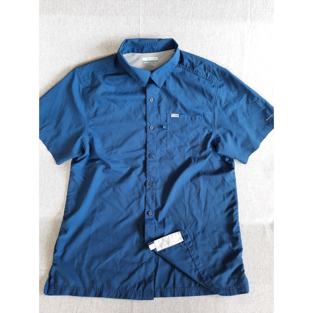 Columbia‎ Sportswear Co Men Medium Button Shirt Omni Shade Pure Poly Vent Mesh